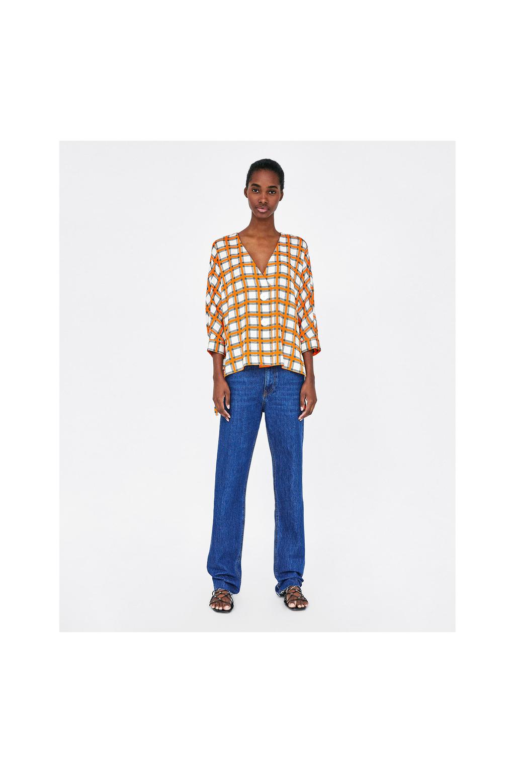 Image 1 of ASYMMETRIC CHECKED SHIRT from Zara