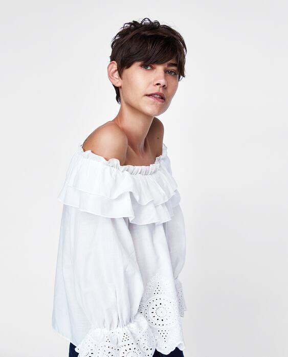 Image 7 of EMBROIDERED OFF-THE-SHOULDER TOP from Zara
