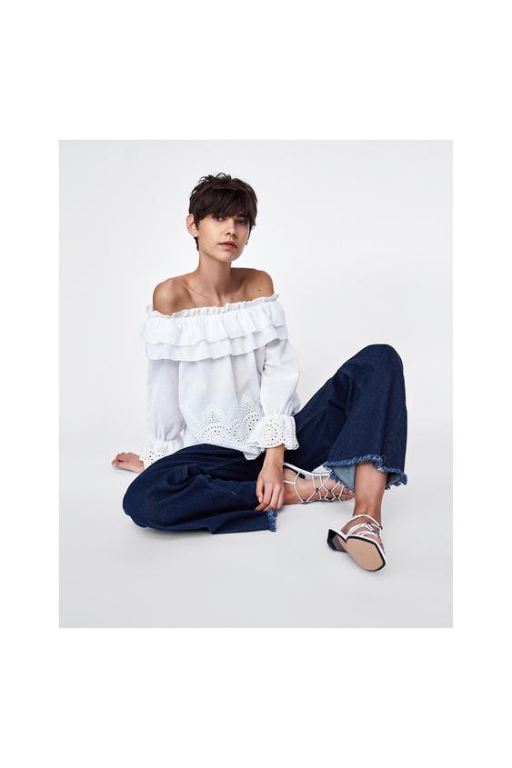 Image 4 of EMBROIDERED OFF-THE-SHOULDER TOP from Zara