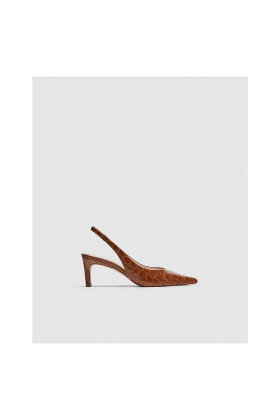 Zdjęcie 1 SKÓRZANE BUTY Z ODKRYTĄ PIĘTĄ I TŁOCZENIEM z Zara