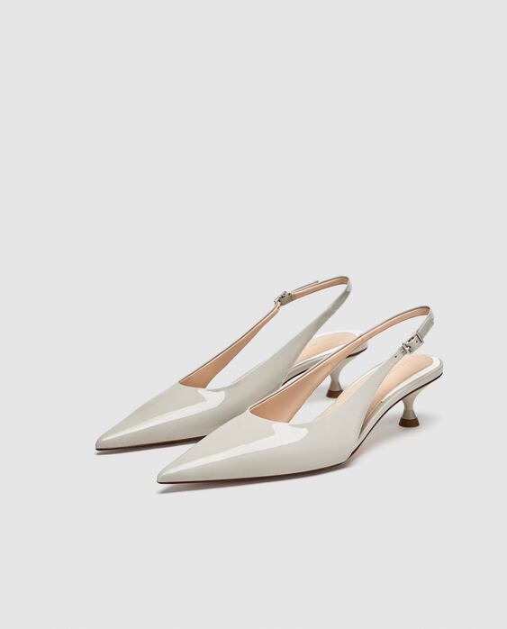 Image 4 of LEATHER MID-HEEL SLINGBACK SHOES from Zara