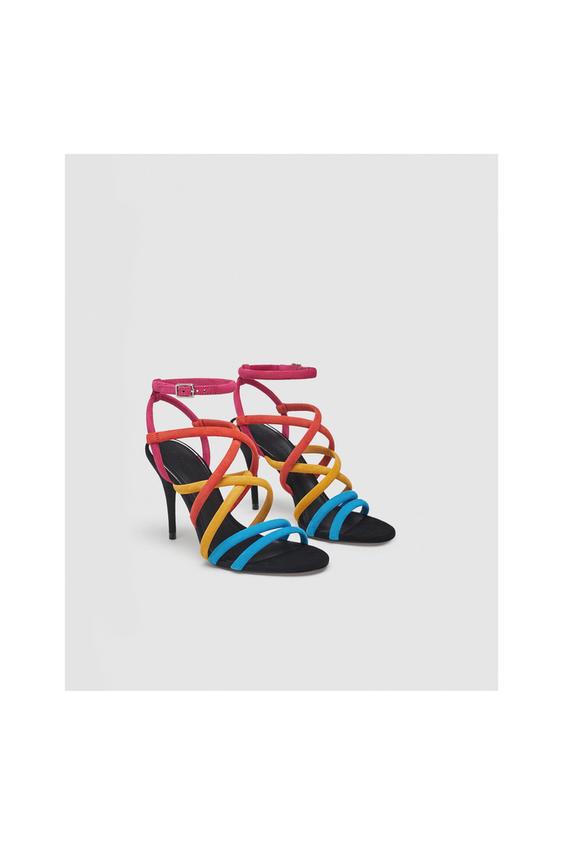 Image 1 of MULTICOLOURED LEATHER SANDALS from Zara