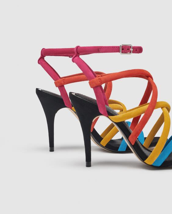 Image 3 of MULTICOLOURED LEATHER SANDALS from Zara