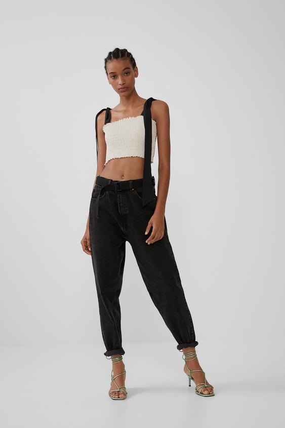 Shoptagr Top Cropped Com Elastico E Lacada Topsmulher By Zara