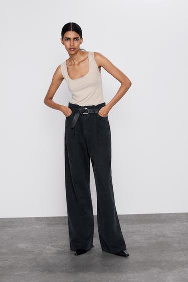 WIDE STRAP POLYAMIDE VEST TOP - Beige by Zara