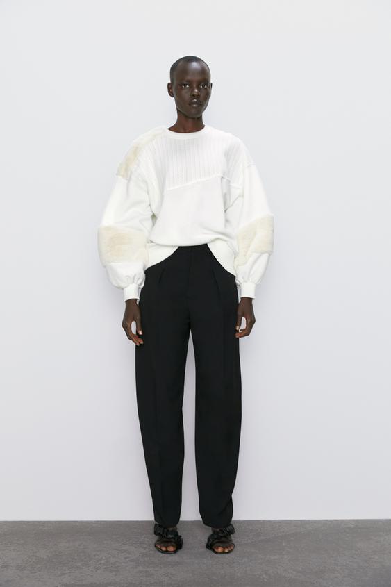 Image 1 of CONTRAST FAUX FUR SWEATSHIRT from Zara