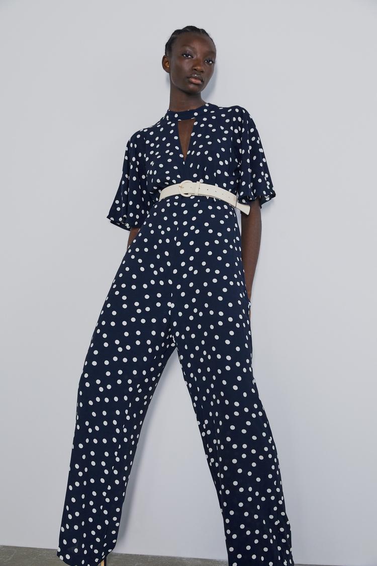 Belted Polka Dot Jumpsuit Zara Lebanon
