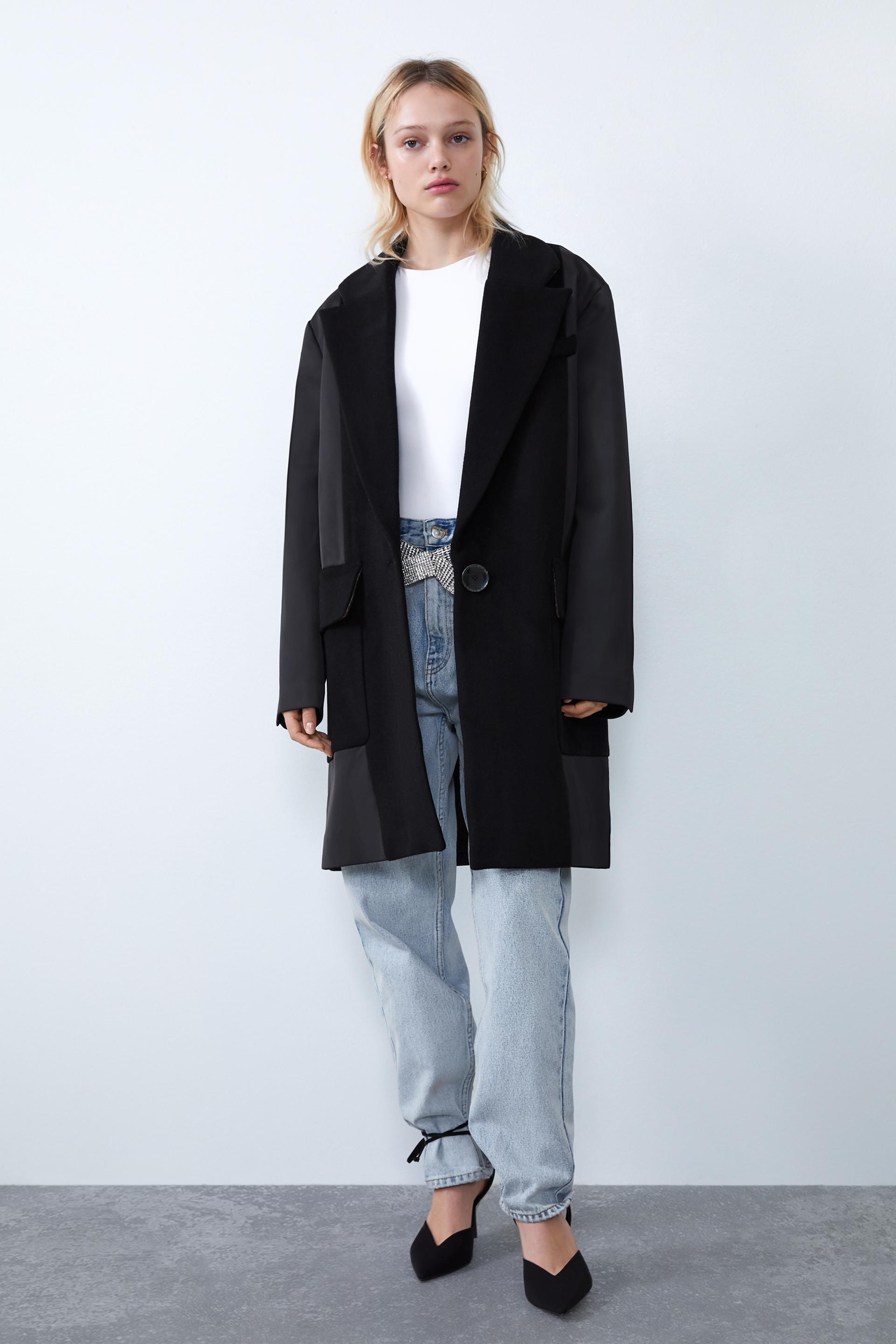 Menswear Style Coat With Contrasting Fabric Trf Zara Argentina