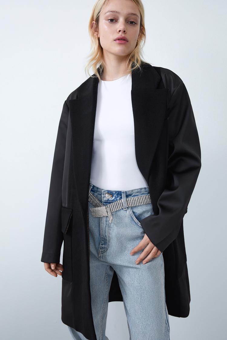 Menswear Style Coat With Contrasting Fabric Trf Zara Argentina
