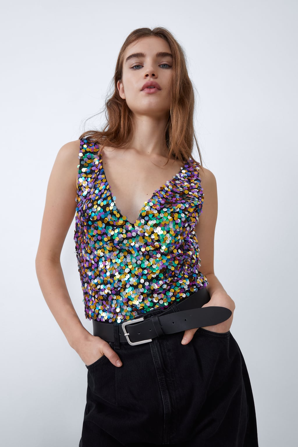 Image 2 of TOP CROPPED PAILLETTES by Zara