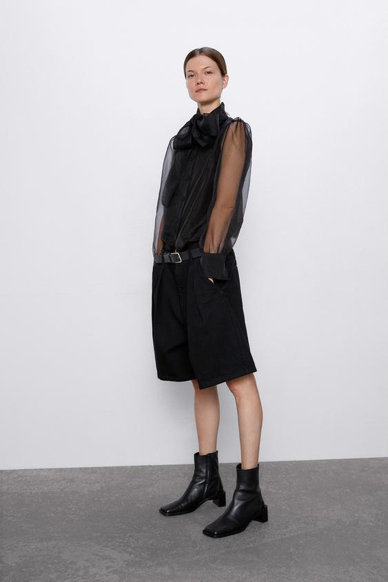 Image 5 of ORGANZA BLOUSE WITH BOW DETAIL from Zara