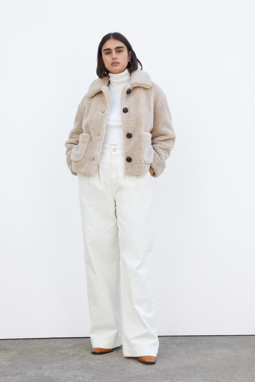 Image 1 of CROPPED FAUX SHEARLING COAT from Zara