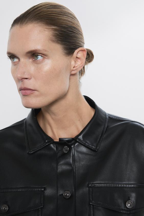 Image 3 of FAUX LEATHER OVERSHIRT from Zara