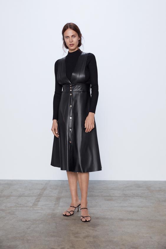 Image 1 of MIDI PINAFORE DRESS WITH BUTTONS from Zara