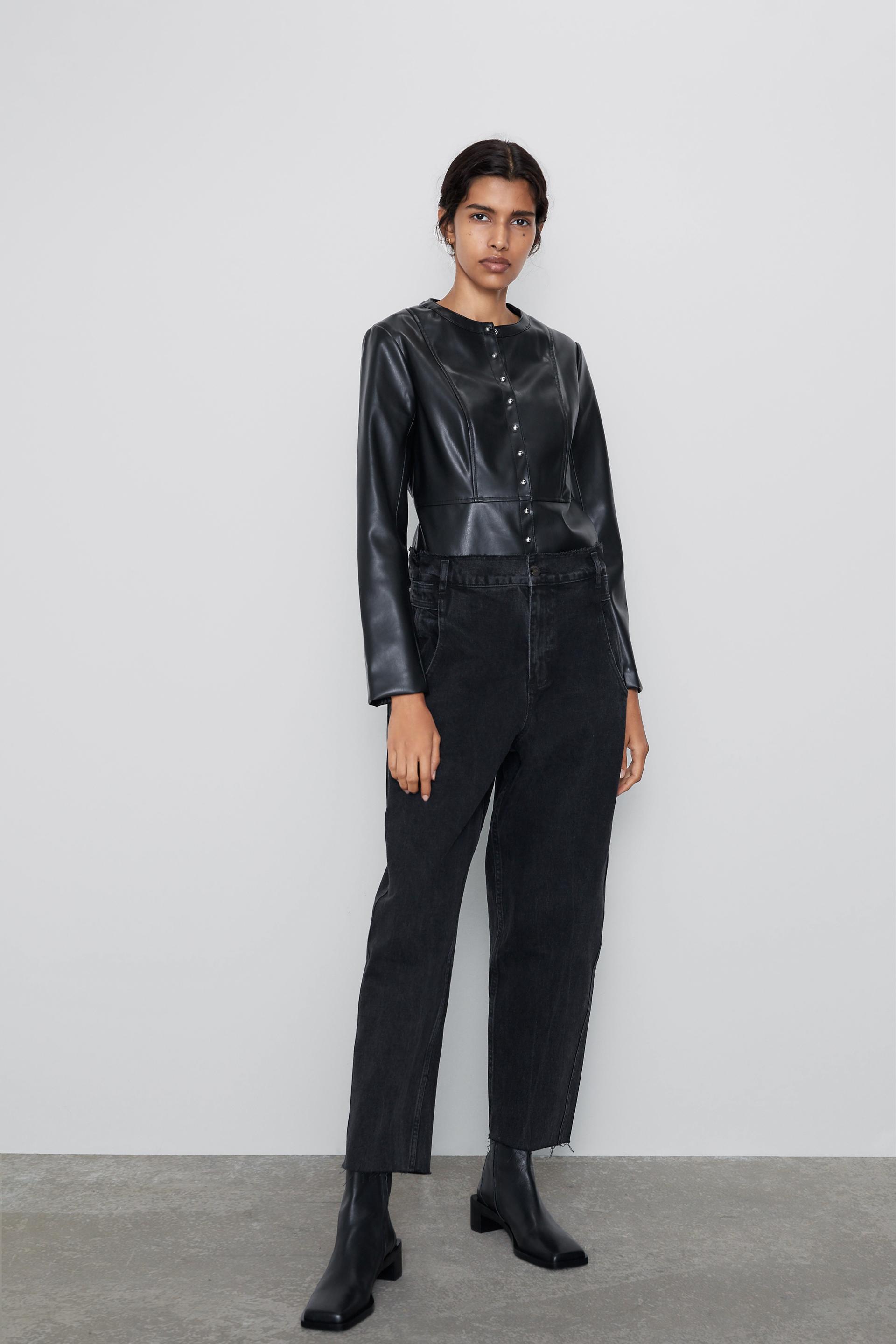 Faux Leather Jacket With Ons