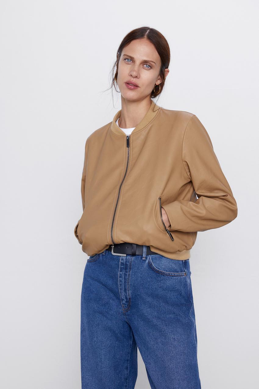Faux Leather Bomber Jacket Zara Spain