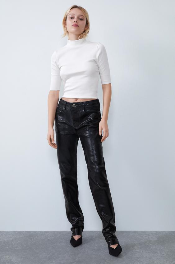 blusa gola alta feminina zara