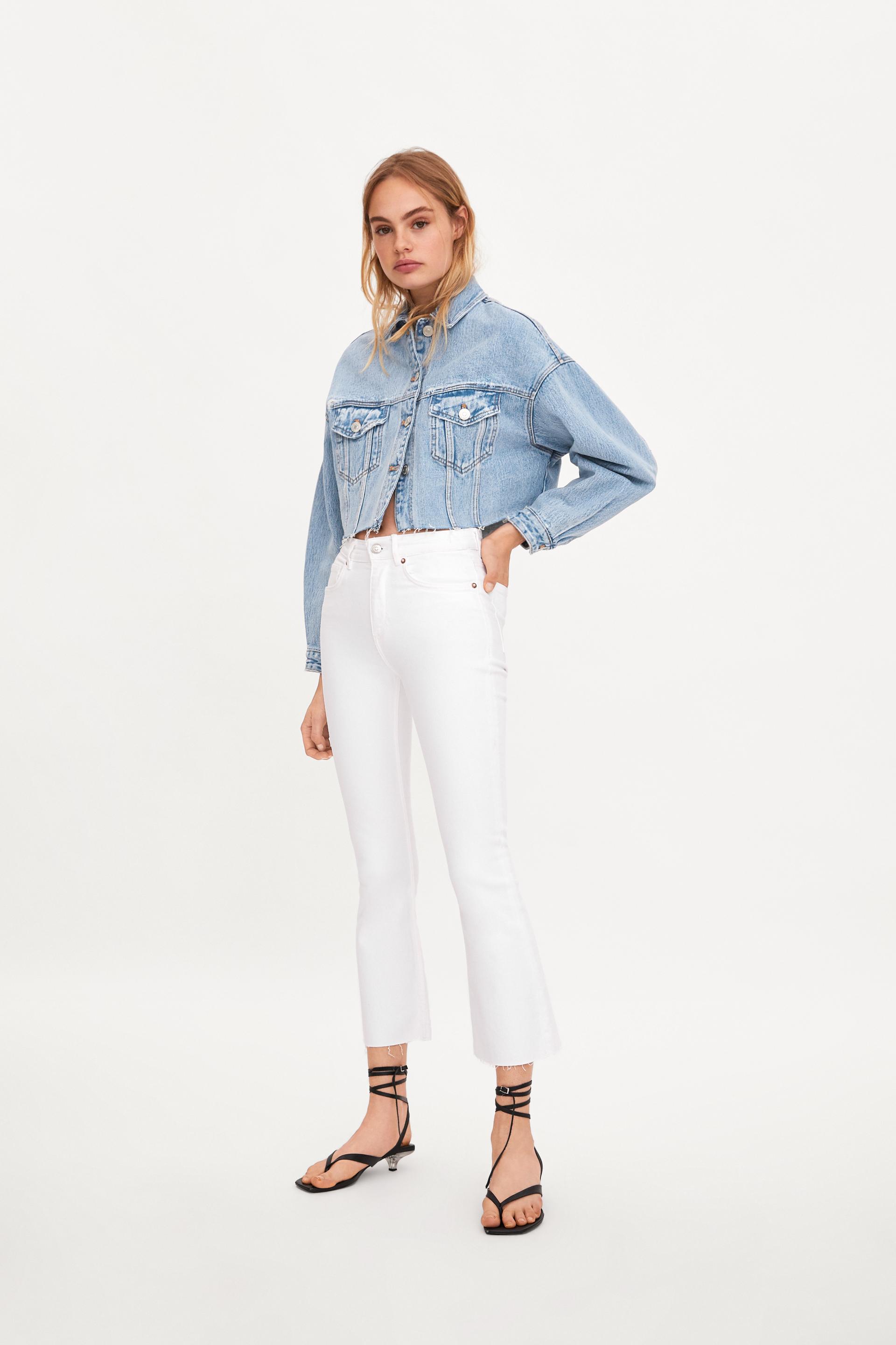 Jeans Mid Rise Cropped Flare Zara Espana