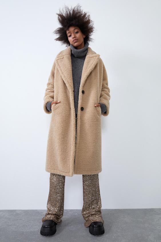 zara shearling coat