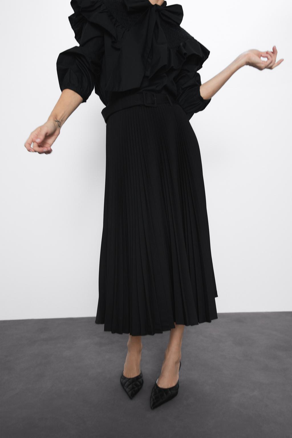 Image 3 of PLEATED SKIRT WITH BELT from Zara