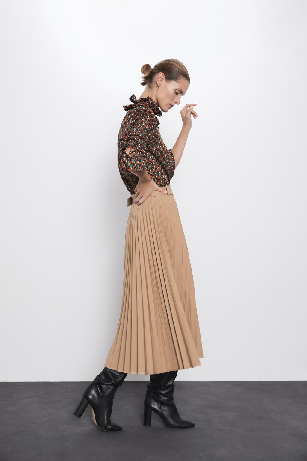 Image 3 of PLEATED SKIRT WITH BELT from Zara