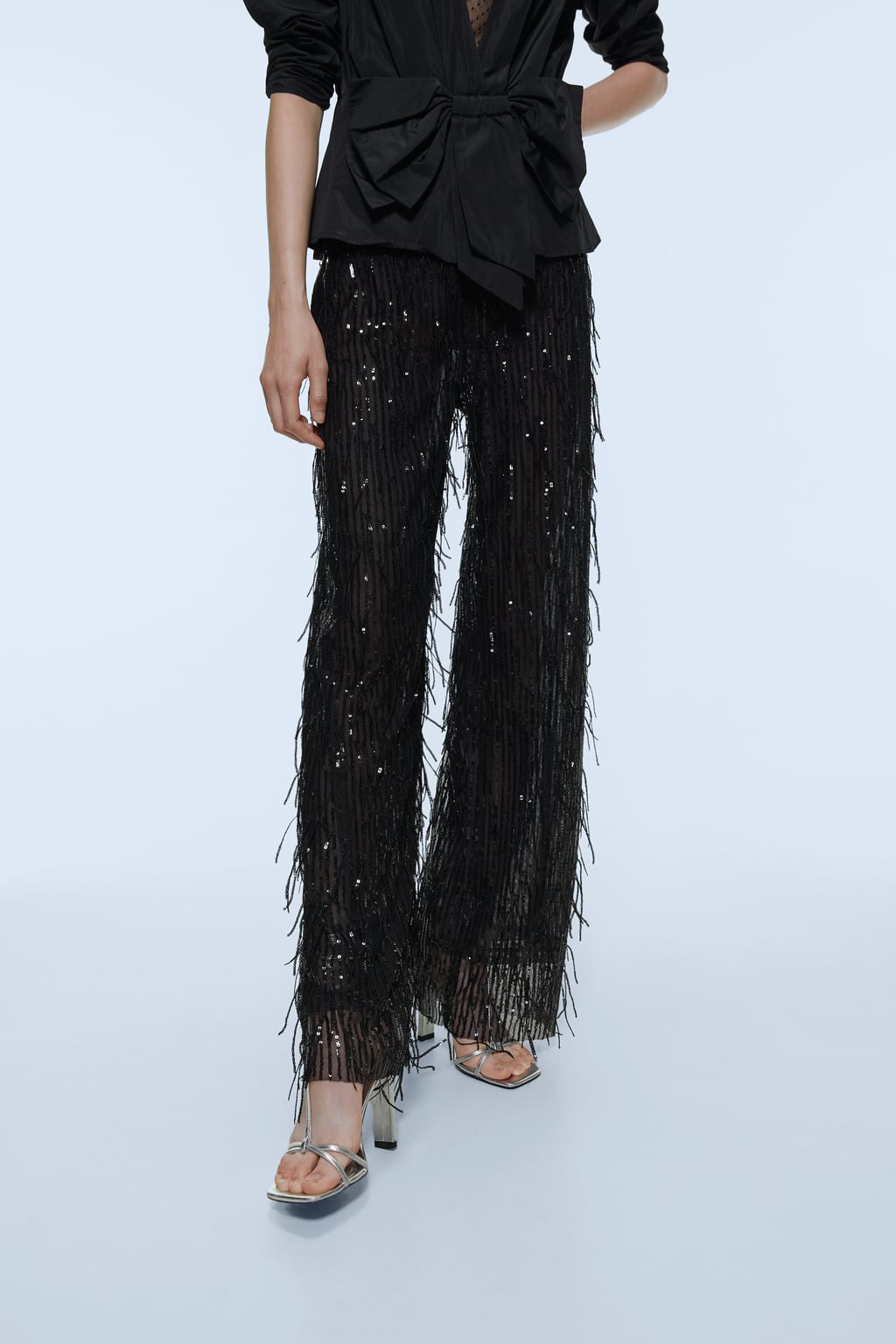 Image 3 of PANTS WITH SEQUINS AND FRINGES by Zara