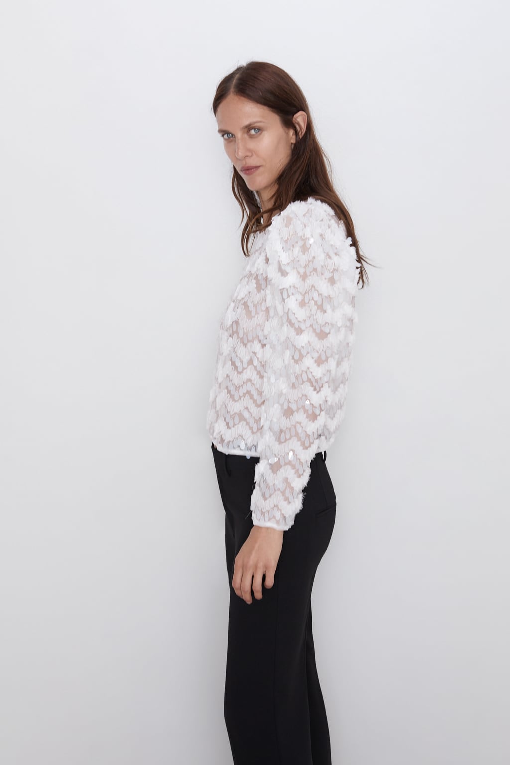 Image 2 of TULLE AND SEQUIN SWEATER from Zara
