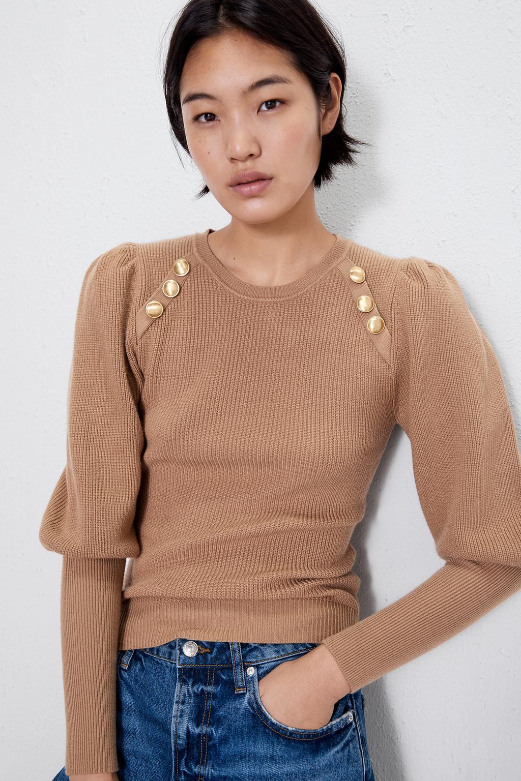 Image 2 of SWEATER WITH GOLD BUTTONS from Zara
