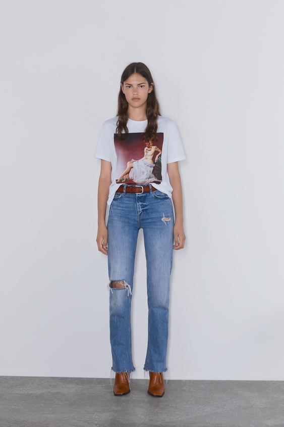 T Shirt With Front Print Zara India