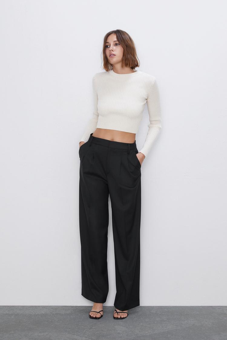 Pantalon Ancho Pinzas Zara Espana
