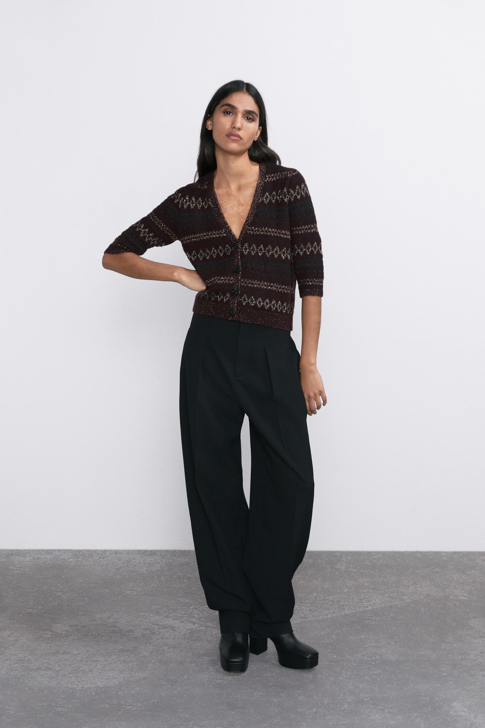 Jewel Button Jacket View All Knitwear Woman Zara Dominican