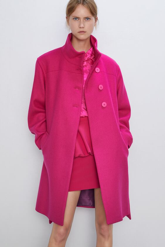 BELTED COAT WITH HIGH COLLAR