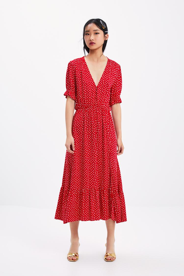 Ruffled Polka Dot Dress Zara International