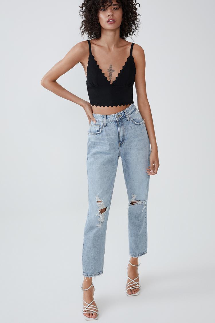 Jeans Mom Fit Rotos Zara Espana