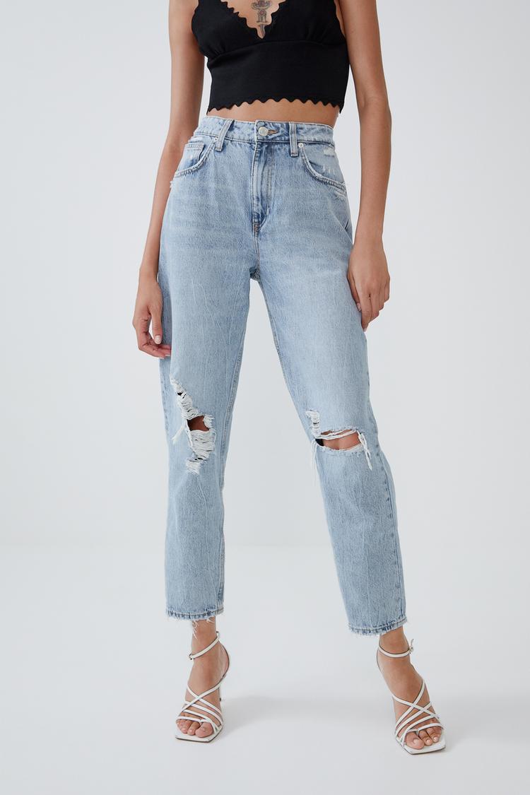 Jeans Mom Fit Rotos Zara Espana