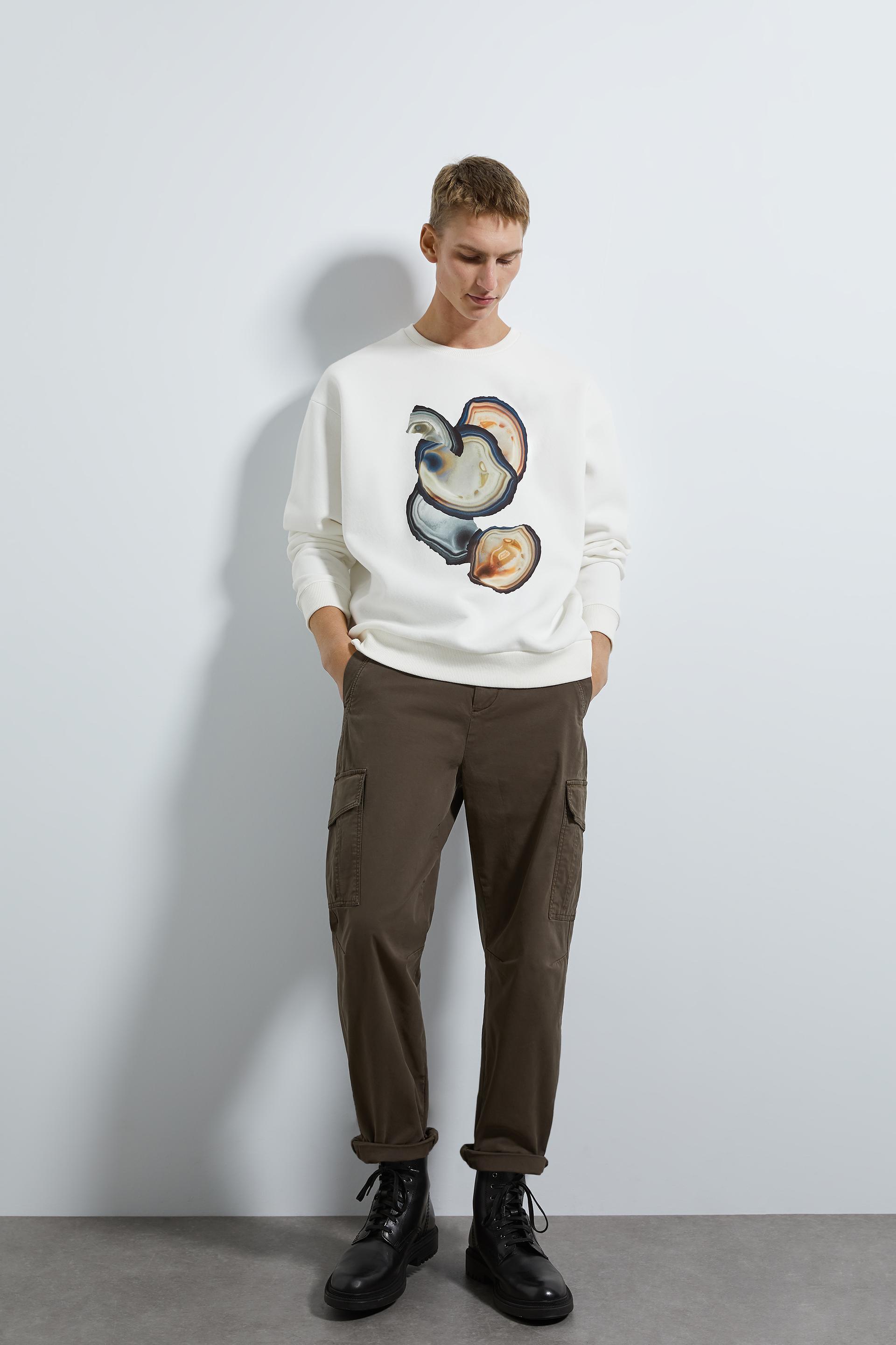 Premium Abstract Print Sweatshirt Zara Indonesia