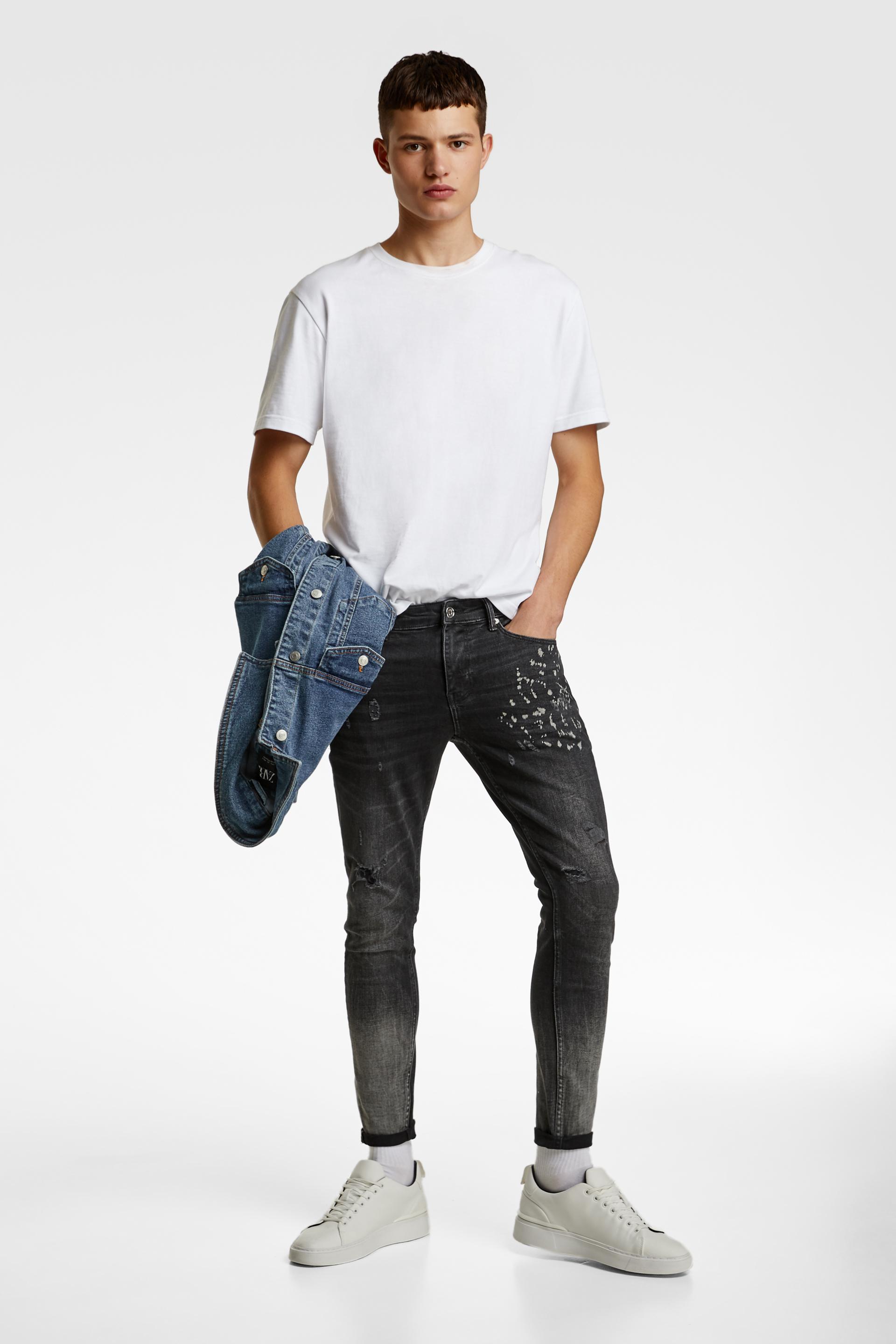 Skinny Jeans With Paint Splatter Zara Abu Dhabi