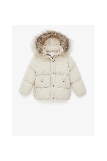 DOWN COAT WITH ELASTICIZED TRIM