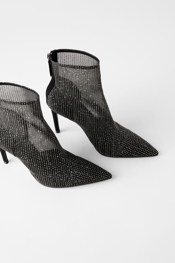 Image 1 of SHINY MESH HIGH-HEEL ANKLE BOOTS from Zara