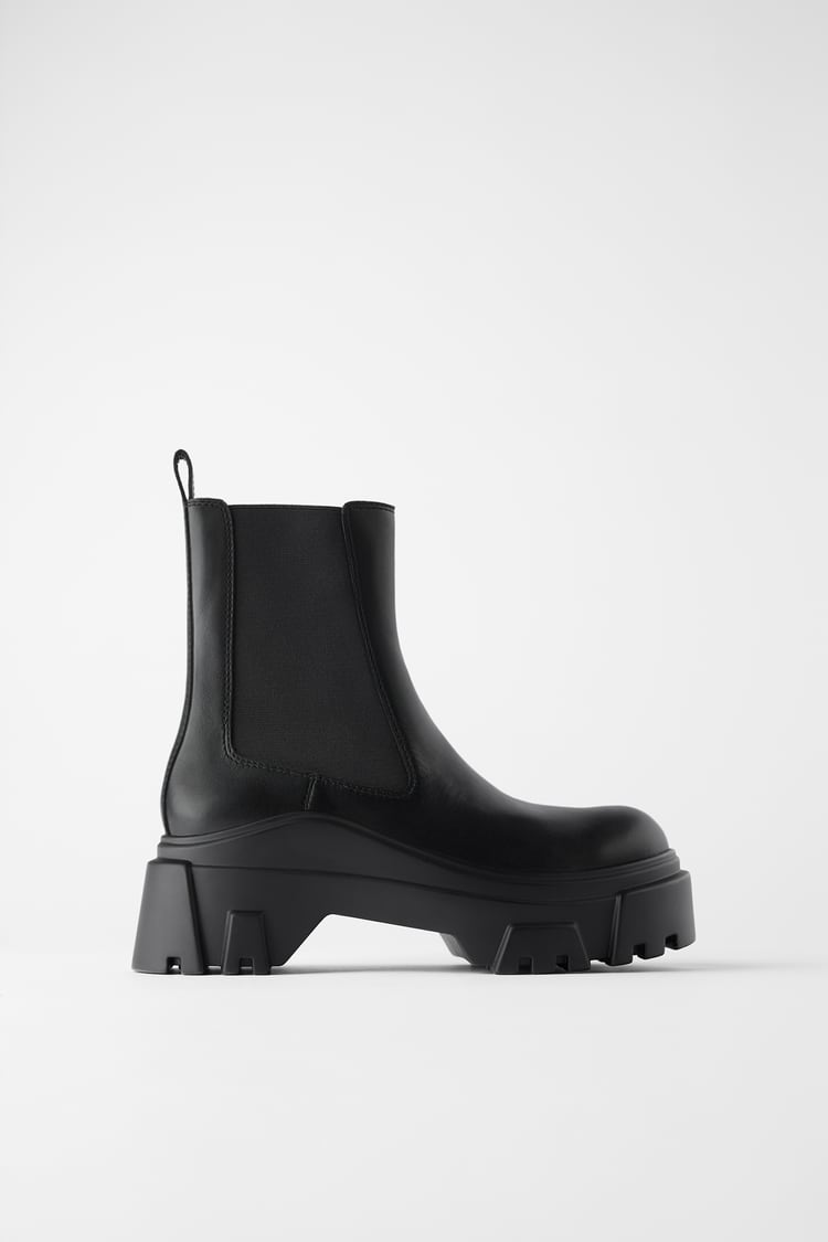 Track Sole Leather Ankle Boot Zara United Kingdom