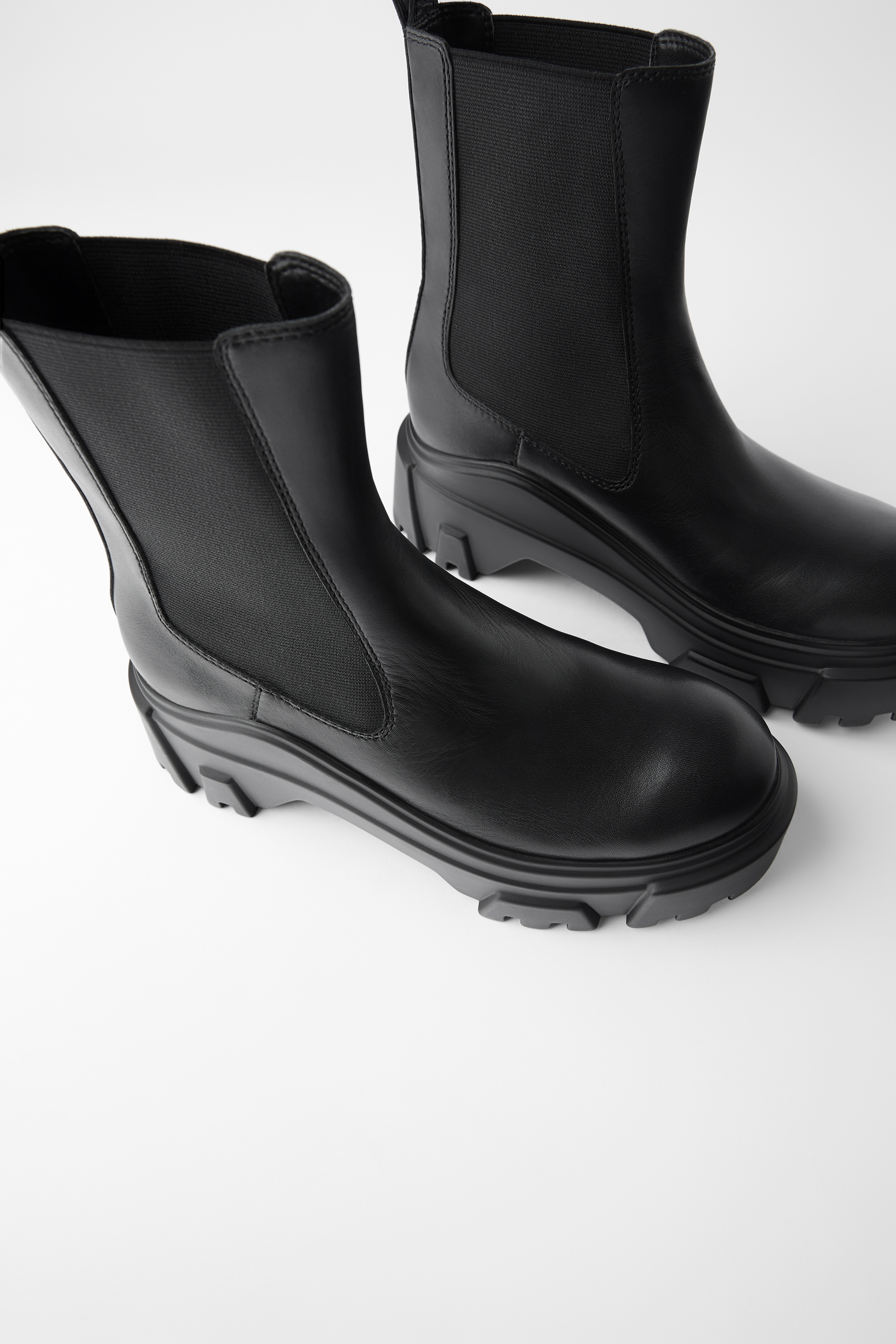 Track Sole Leather Ankle Boot Zara United Kingdom