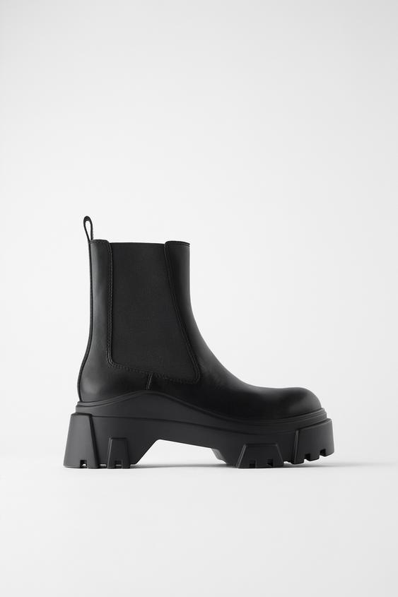 Track Sole Leather Ankle Boot Zara South Africa