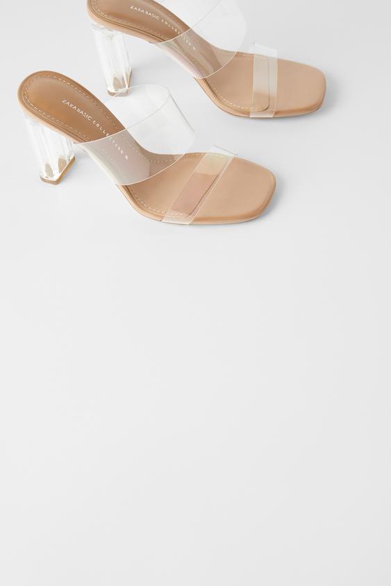 Vinyl Sandals With Methacrylate Heels Zara India