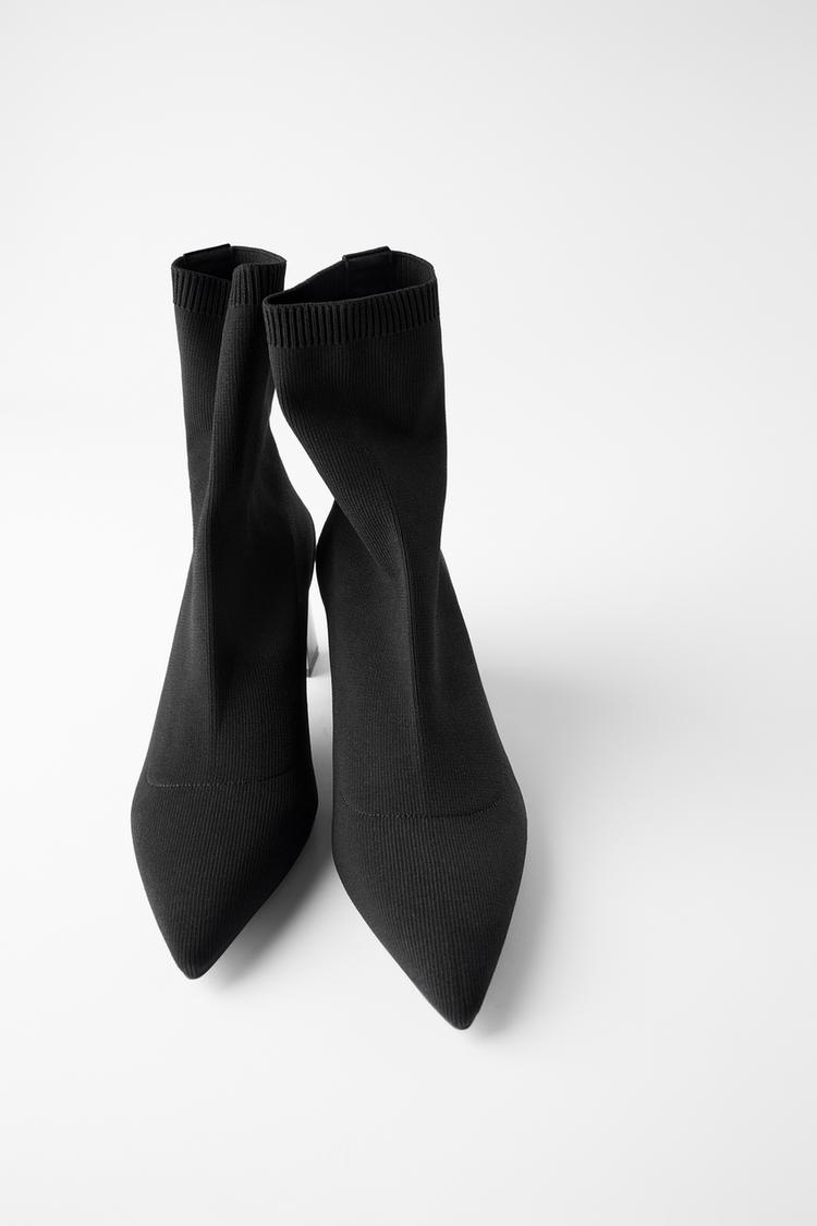 メタリックヒールディテール付きストレッチアンクルブーツ Zara Japan 日本