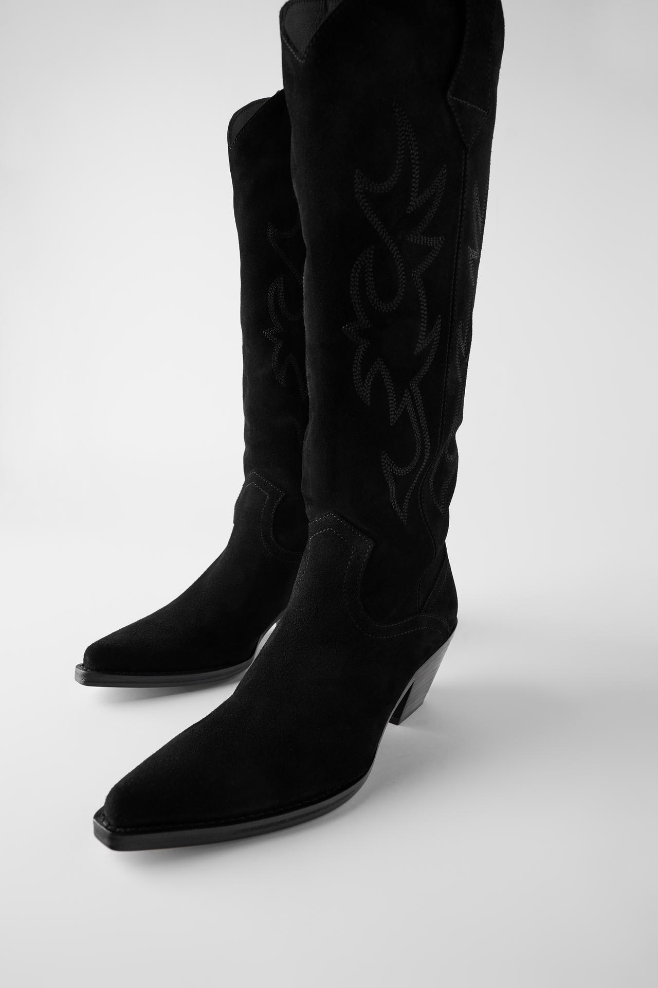 Image 1 of SPLIT LEATHER HEELED COWBOY BOOTS from Zara