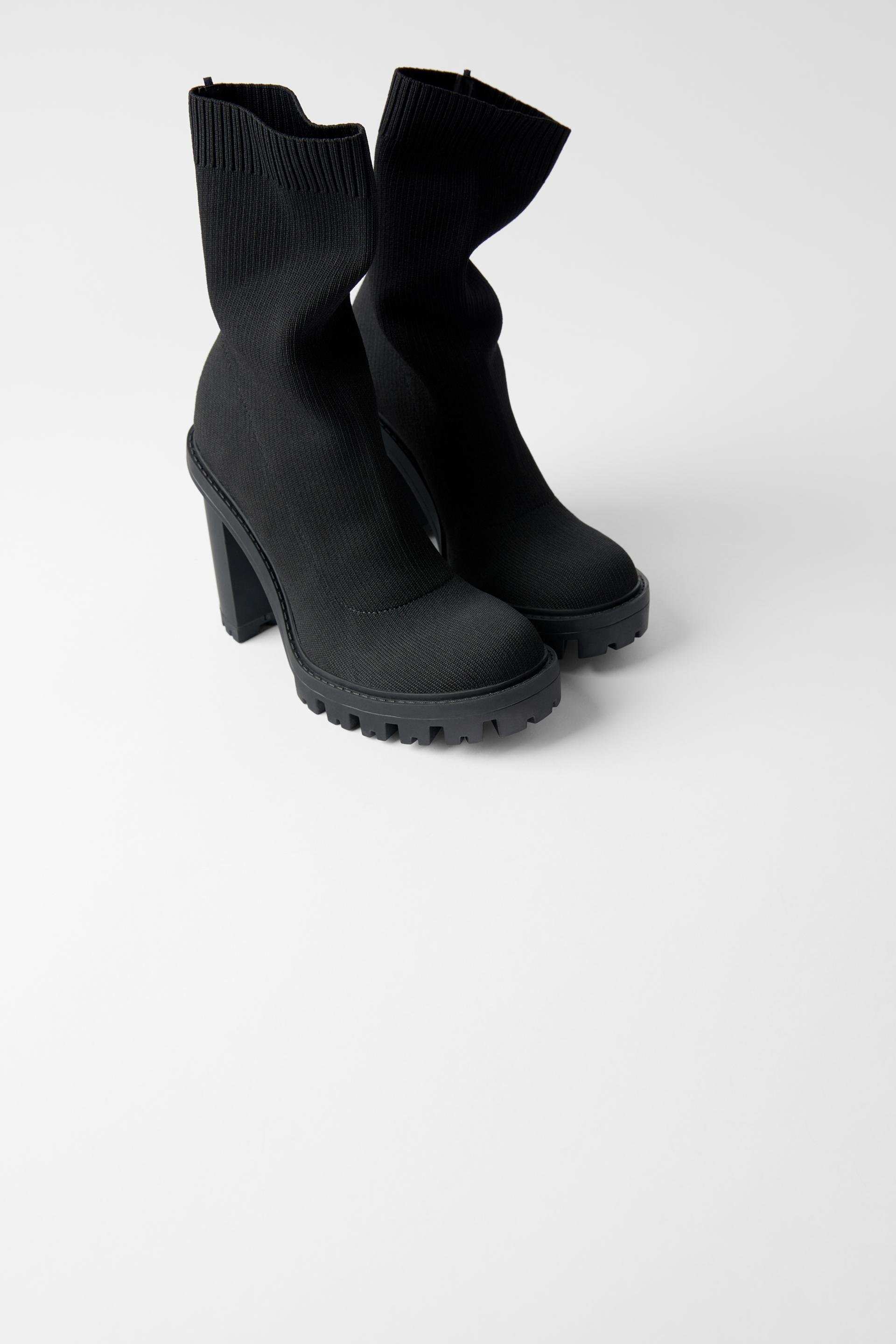 Heeled Track Sole Sock Style Ankle Boots Zara United Arab Emirates