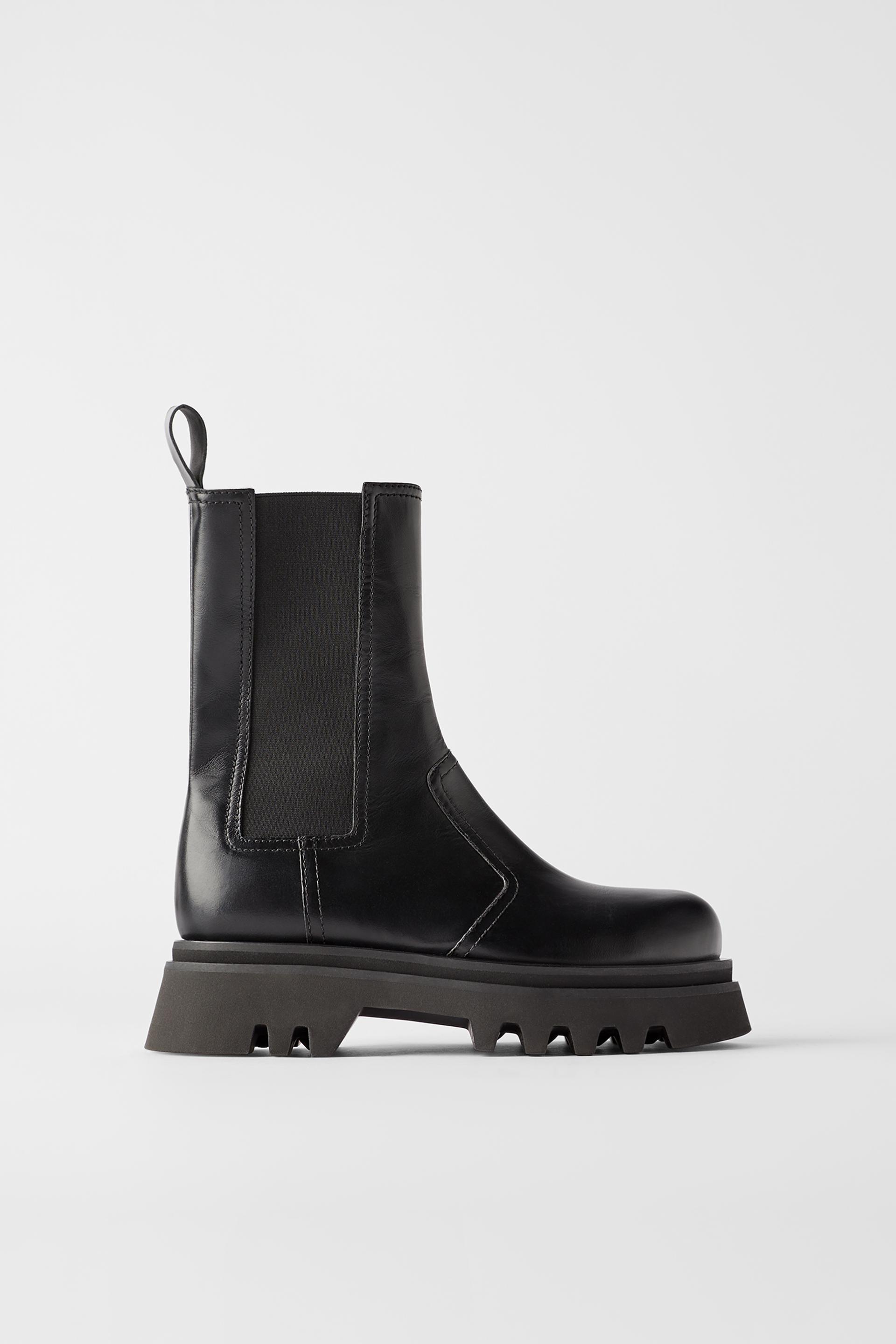 Track Sole Leather Ankle Boot Zara United Kingdom