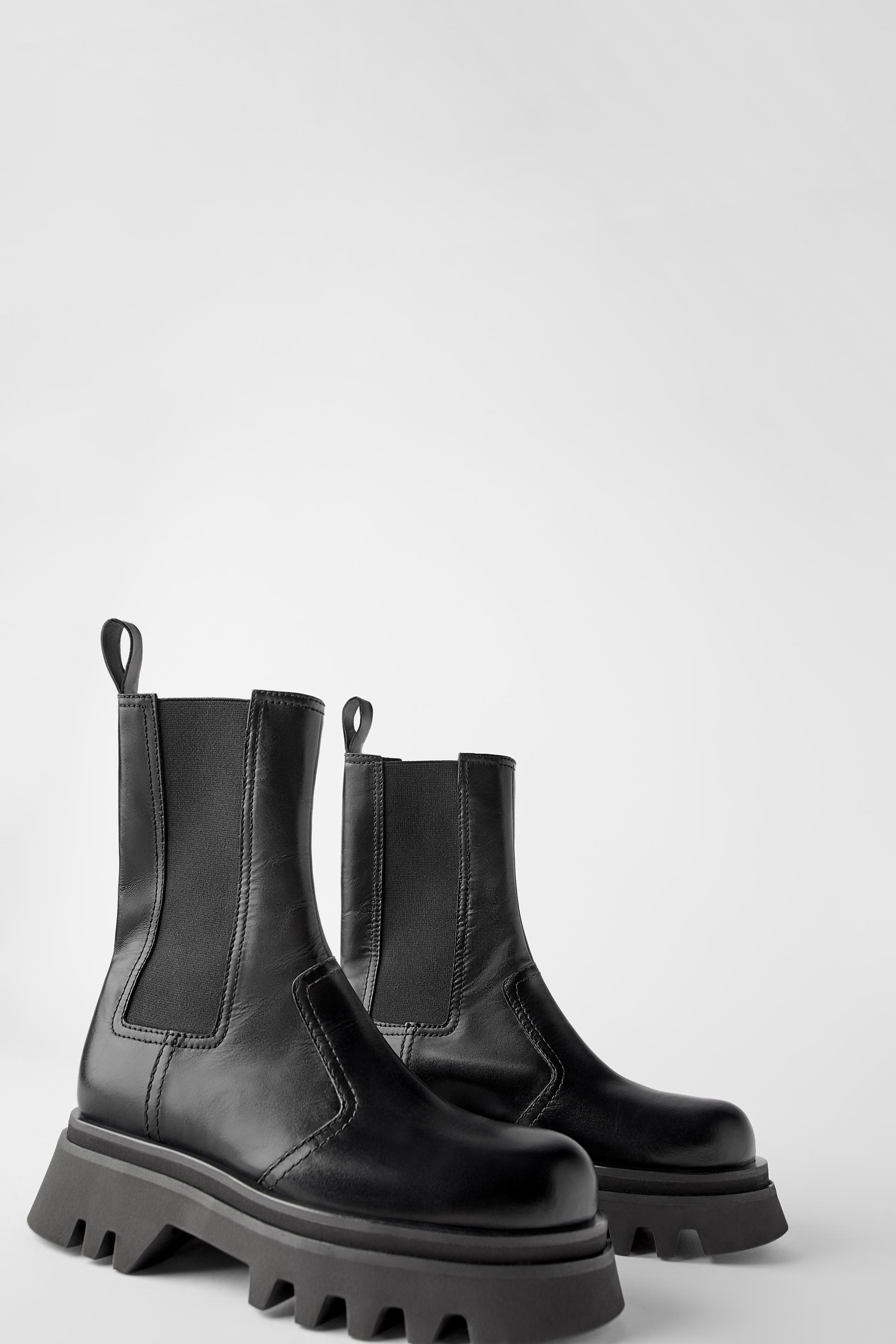 Track Sole Leather Ankle Boot Zara United Arab Emirates