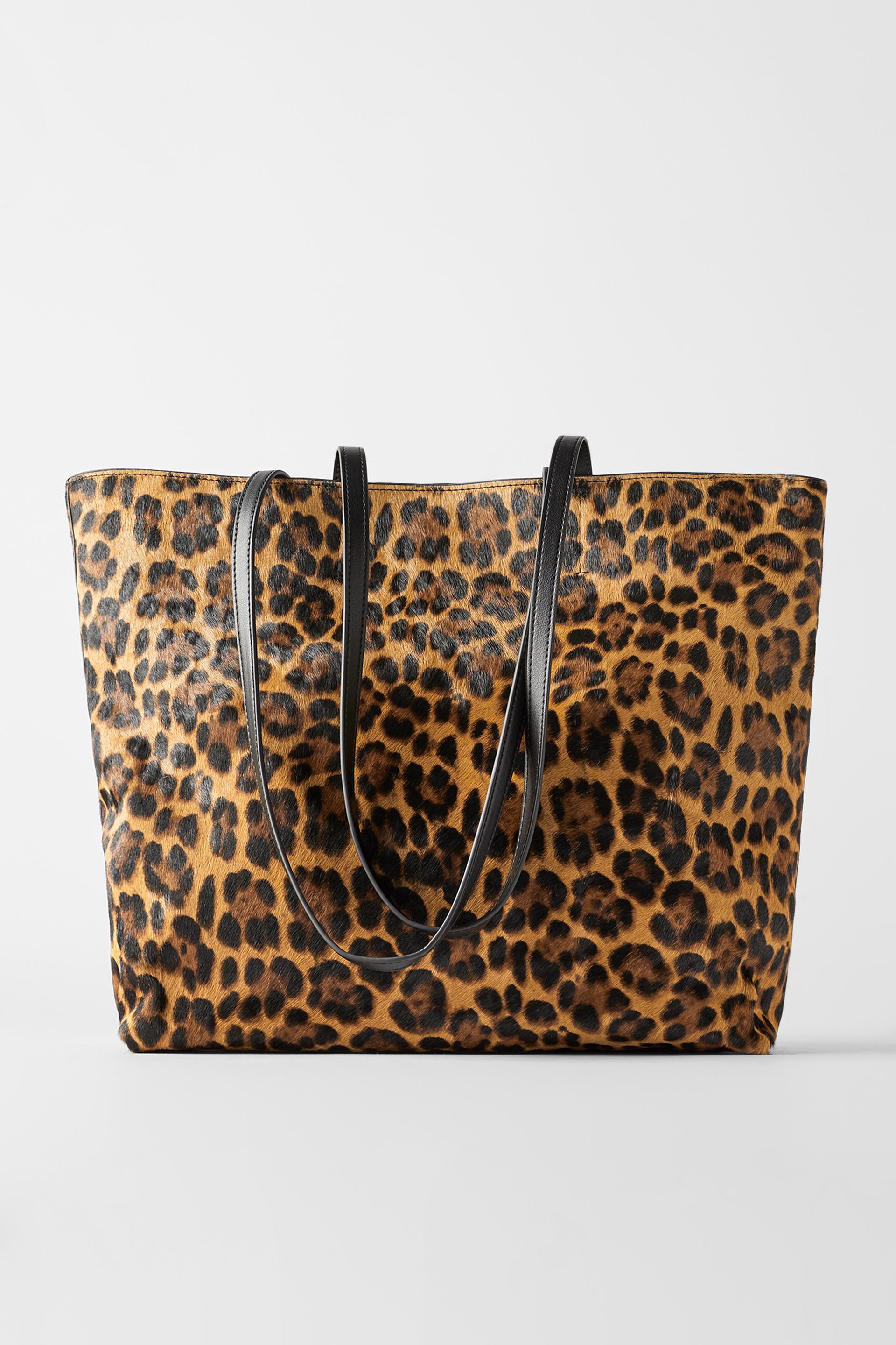 Image 2 of LEATHER ANIMAL PRINT TOTE BAG from Zara