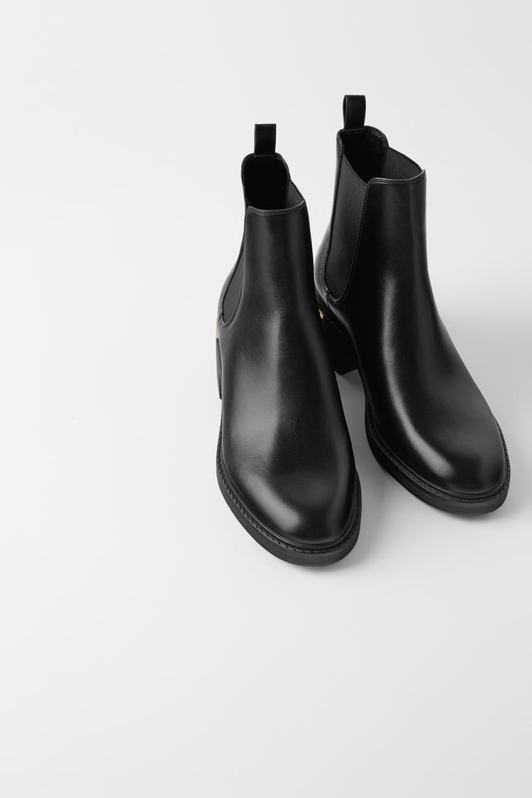 Low Heeled Ankle Boots With Trim At Heel Zara United States